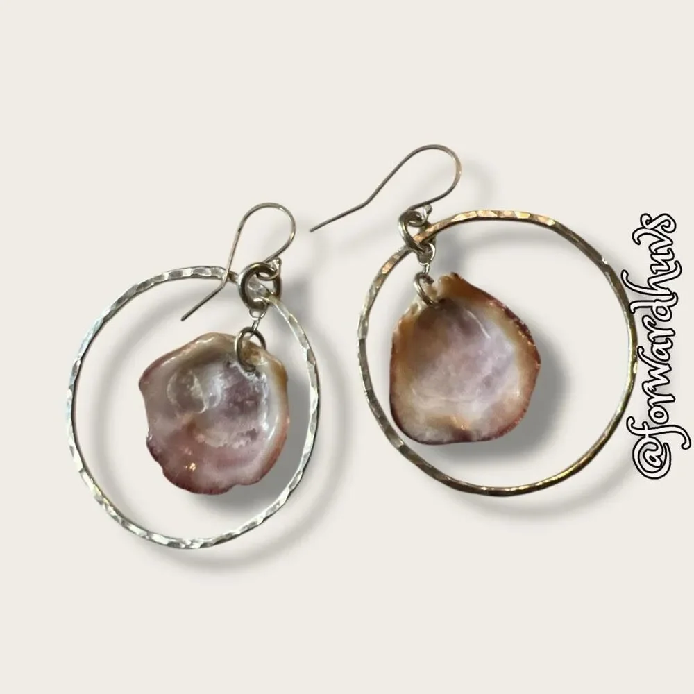 Bundle Sale 3 for $15 | Silver Tone Earrings with Seashell Dangles – 1 3/4 Inche